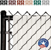 Slat Made in America Privacy Inserts for Chain-Link Fence, Double-Wall Vertical Bottom-Locking Slats with Wings for 6' Fence Height (White)