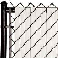 Slat Made in America Privacy Inserts for Chain-Link Fence, Double-Wall Vertical Bottom-Locking Slats with Wings for 6' Fence Height (White)