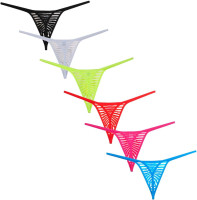 Men's Stripe Micro Thong Gay Men Pouch T-Back G-String Jockstrap Underwear 6pcs Large
