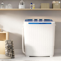 INTERGREAT Portable Waher and Dryer, 16lbs Mini Small Washing Machine Combo with Spin Dryer, Compact Twin Tub Laundry Washer Machine for Apartments, Dorm, Rv, Camping, Blue Blue 17lbs