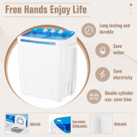 INTERGREAT Portable Waher and Dryer, 16lbs Mini Small Washing Machine Combo with Spin Dryer, Compact Twin Tub Laundry Washer Machine for Apartments, Dorm, Rv, Camping, Blue Blue 17lbs
