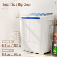 INTERGREAT Portable Waher and Dryer, 16lbs Mini Small Washing Machine Combo with Spin Dryer, Compact Twin Tub Laundry Washer Machine for Apartments, Dorm, Rv, Camping, Blue Blue 17lbs