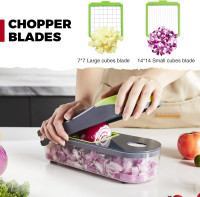 Kitexpert Vegetable Chopper, Onion Chopper Dicer Veggie Chopper with 7 Blades and Container, 7-in-1 Chopper Vegetable Cutter, Kitchen Vegetable Slicer Dicer Cutter Food Chopper (Grey)