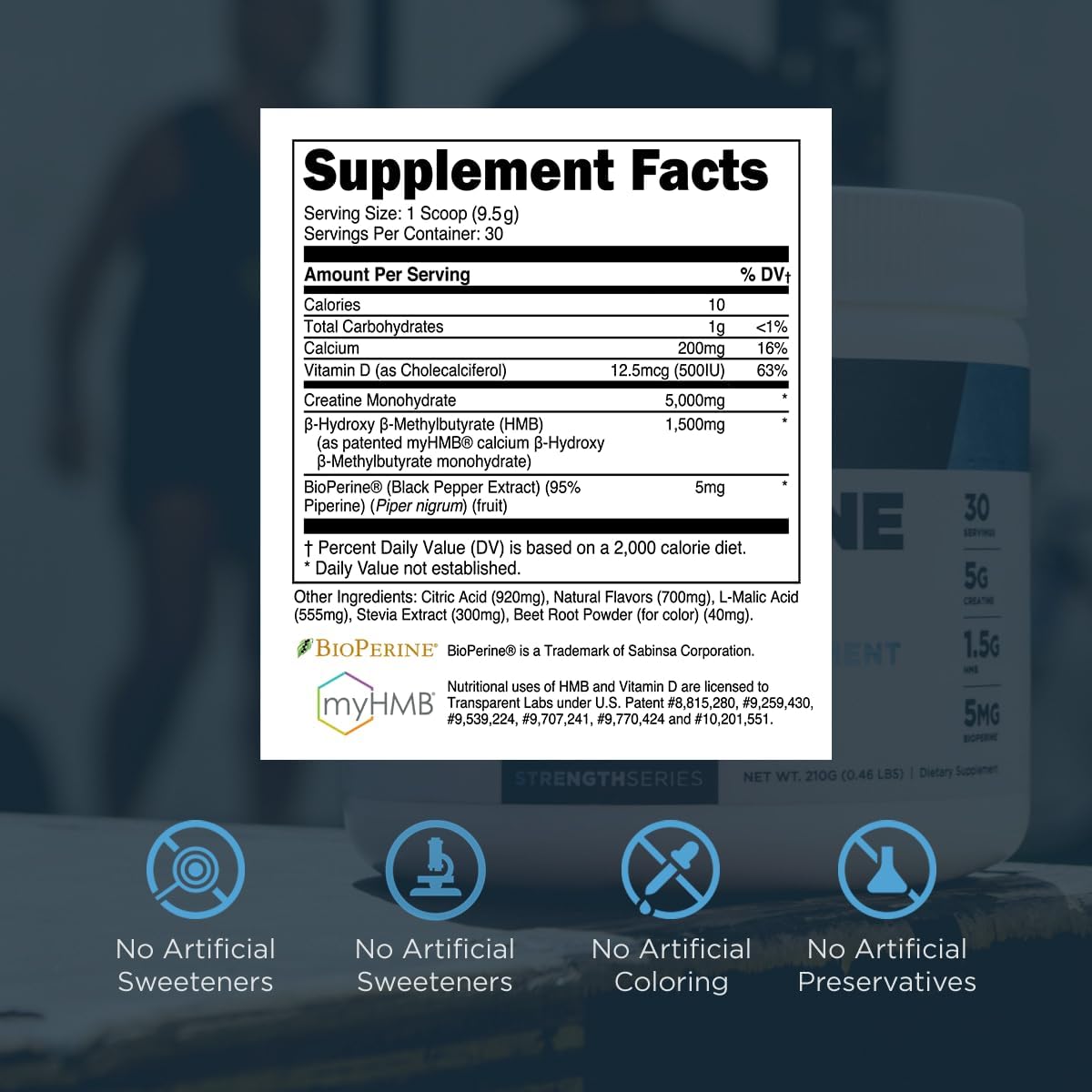 Transparent Labs Creatine HMB - Creatine Monohydrate Powder with HMB for Muscle Growth, Increased Strength, Enhanced Energy Output, and Improved Athletic Performance - 30 Servings, Strawberry Lemonade