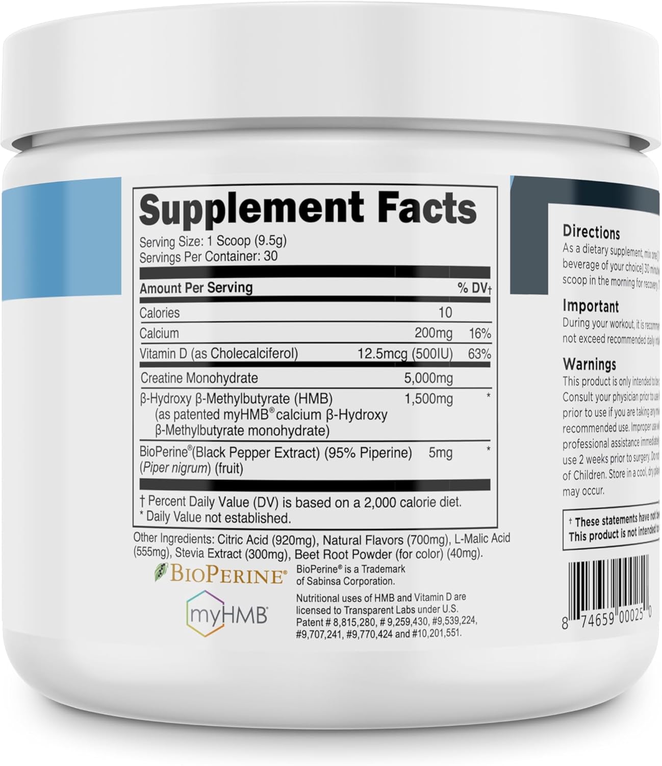 Transparent Labs Creatine HMB - Creatine Monohydrate Powder with HMB for Muscle Growth, Increased Strength, Enhanced Energy Output, and Improved Athletic Performance - 30 Servings, Strawberry Lemonade