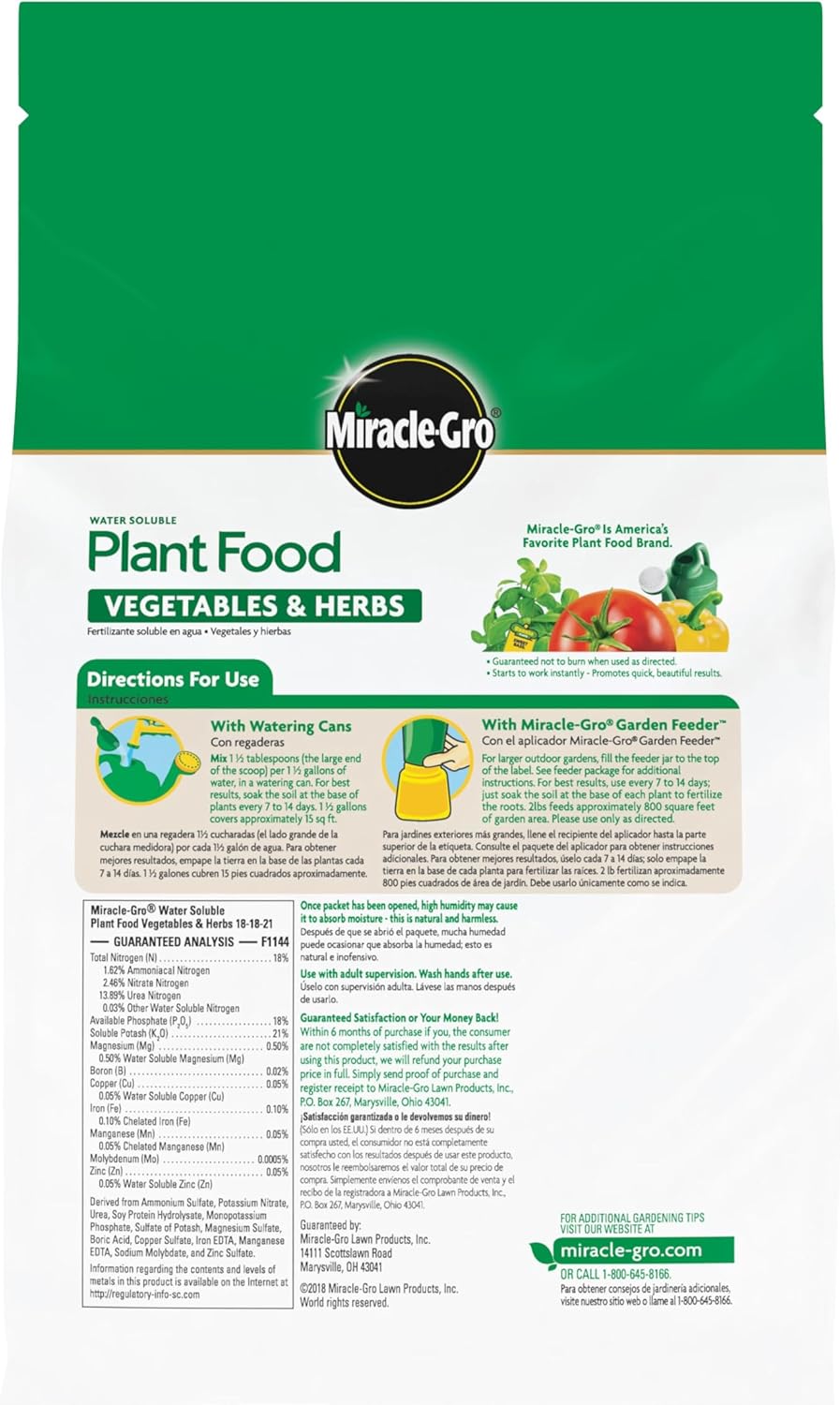 Miracle-Gro Water Soluble Plant Food Vegetables & Herbs 2 lb