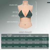 Half-body Breast Plates Drag Queens Silicone Breastplate for Crossdressers C-G Cup Drag Breast Plate (C Cup, Ivory white)