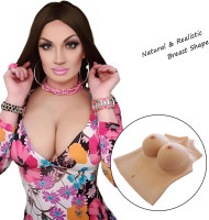 Half-body Breast Plates Drag Queens Silicone Breastplate for Crossdressers C-G Cup Drag Breast Plate (C Cup, Ivory white)