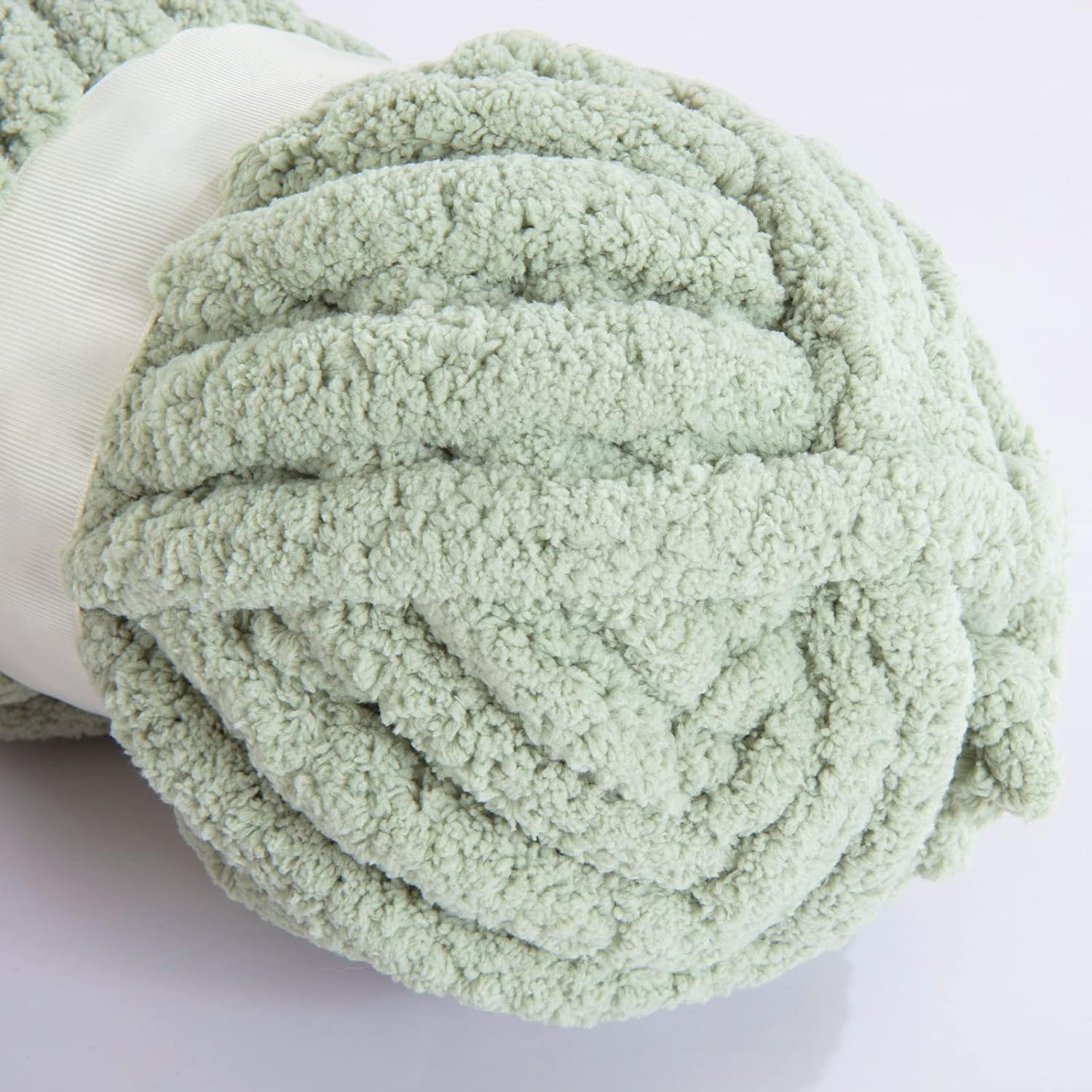 HOMBYS Sage Green Chunky Chenille Yarn for Crocheting, Bulky Thick Fluffy Yarn for Knitting,Super Bulky Chunky Yarn for Hand Knitting Blanket, Soft Plush, 8 Jumbo Pack (27 yds,8 oz Each Skein) Sage Green 8 Pack