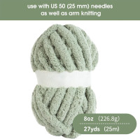 HOMBYS Sage Green Chunky Chenille Yarn for Crocheting, Bulky Thick Fluffy Yarn for Knitting,Super Bulky Chunky Yarn for Hand Knitting Blanket, Soft Plush, 8 Jumbo Pack (27 yds,8 oz Each Skein) Sage Green 8 Pack
