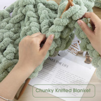 HOMBYS Sage Green Chunky Chenille Yarn for Crocheting, Bulky Thick Fluffy Yarn for Knitting,Super Bulky Chunky Yarn for Hand Knitting Blanket, Soft Plush, 8 Jumbo Pack (27 yds,8 oz Each Skein) Sage Green 8 Pack