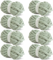 HOMBYS Sage Green Chunky Chenille Yarn for Crocheting, Bulky Thick Fluffy Yarn for Knitting,Super Bulky Chunky Yarn for Hand Knitting Blanket, Soft Plush, 8 Jumbo Pack (27 yds,8 oz Each Skein) Sage Green 8 Pack