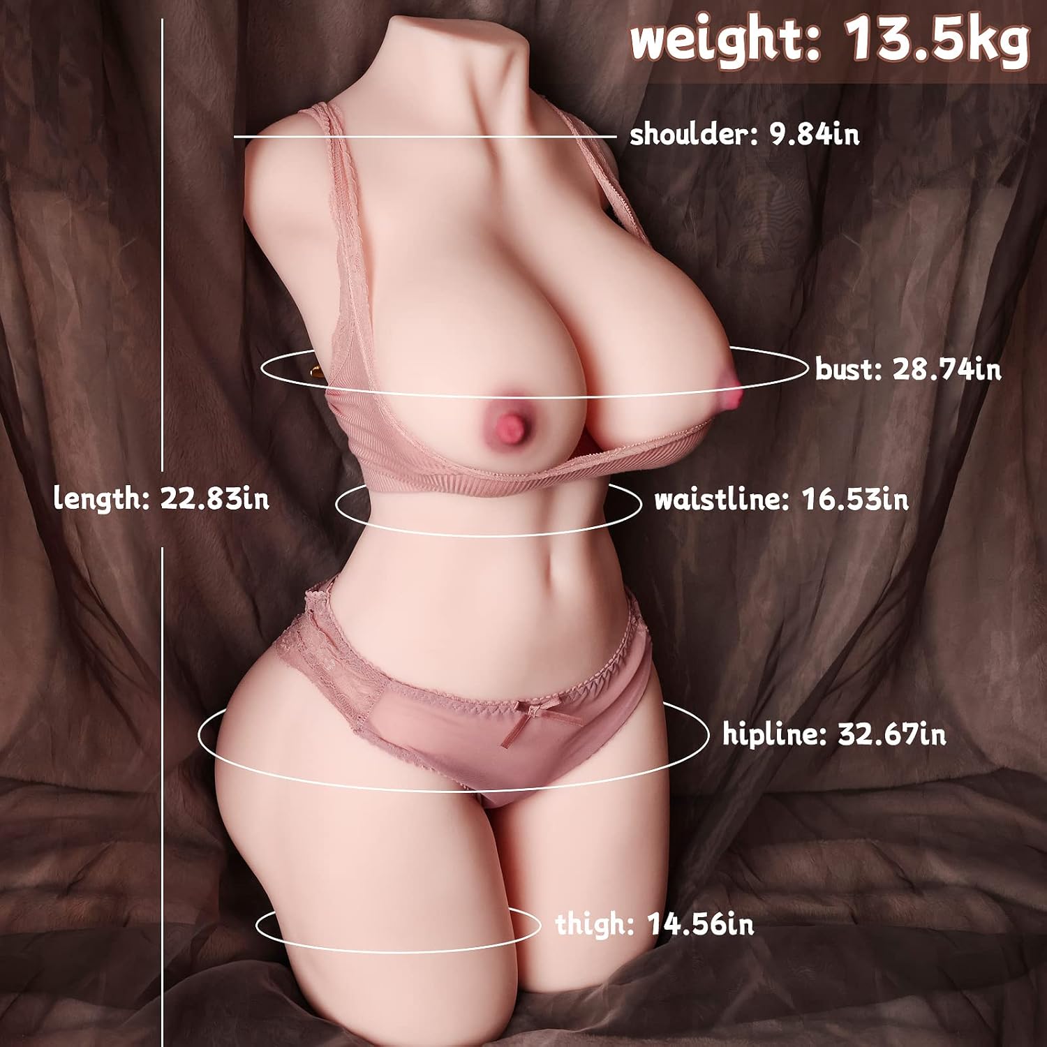 30LB Life Sized Male Masturbator Sex Doll with Ultra Soft Plump Boobs & Fat Ass, 3 in 1 Female Torso Love Doll Stroker for Pussy Vagina Anal Breast Play, Sex Toys for Men Masturbation Orgasm Flesh 30 Pound