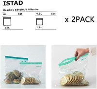 2 Sets of Ikea ISTAD Bags, Freezer Safe, Reusable Food Storage Bags and Household Storage Bags