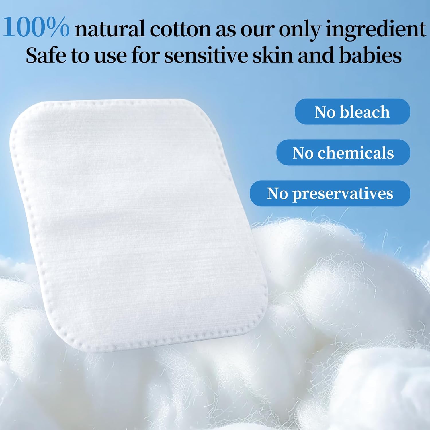 SHINO Natural Square Cotton Pads,100 Ps Biodegradable Pads, Makeup Remover Pads for Sensitive Skin - Beauty, Personal Care, Baby Care & Daily Cosmetics