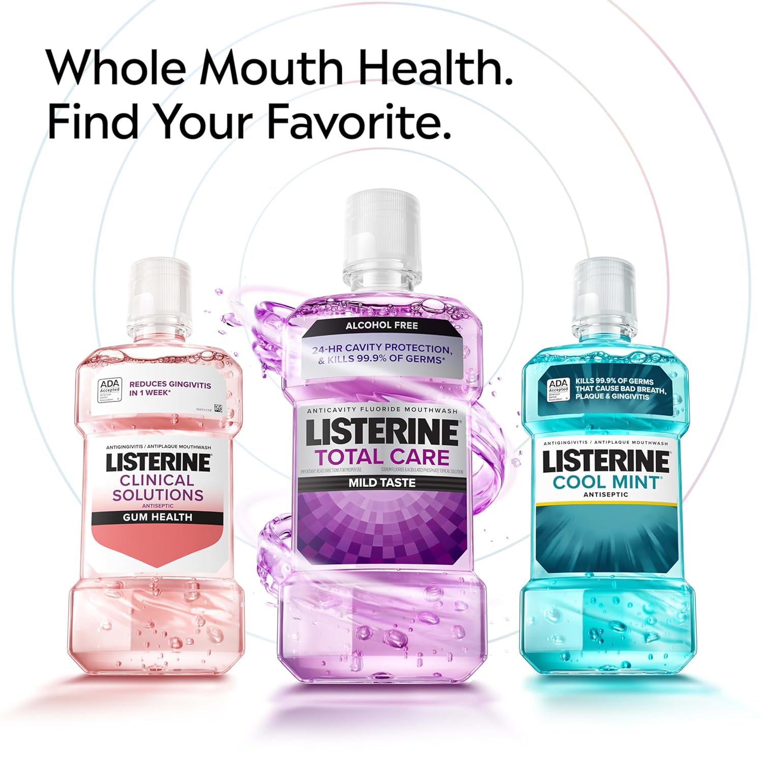 Listerine Total Care Alcohol-Free Anticavity Fluoride Mouthwash, 6 Benefit Oral Rinse to Help Kill 99% of Germs That Cause Bad Breath, Strengthen Enamel, Fresh Mint Flavor, 500 mL 16.9 Fl Oz (Pack of 1)
