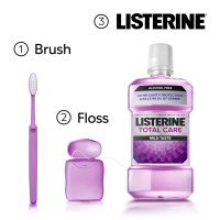 Listerine Total Care Alcohol-Free Anticavity Fluoride Mouthwash, 6 Benefit Oral Rinse to Help Kill 99% of Germs That Cause Bad Breath, Strengthen Enamel, Fresh Mint Flavor, 500 mL 16.9 Fl Oz (Pack of 1)