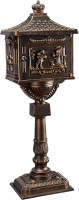 Mailbox Rustproof Cast Aluminum Locking Security Post Mount Mail Box, Large, Bronze