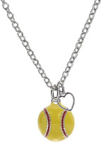 GIMMEDAT Heart Baseball, Basketball, Lacrosse, Soccer, Softball, Tennis, Volleyball Necklace for Women Sports Fan Jewelry Gift for Player Softball Enamel
