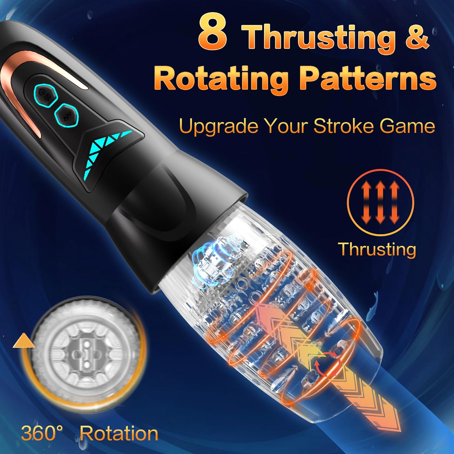 Automatic Male Masturbator Sex Toy with 10 Vibration, 8 Thrusting & Rotating Patterns, Male Sex Toys for Men, Penis Pump Male Stroker Adult Toy Penis Vibrator, Adult Toys for Men Sex Machine 10 Inch-Standard
