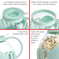 Ecolution Patented Micro-Pop Microwave Popcorn Popper with Temperature Safe Glass, 3-in-1 Lid Measures Kernels and Melts Butter, Made Without BPA, Dishwasher Safe, 3-Quart, Aqua 3-Quart Family Size Aqua