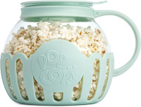 Ecolution Patented Micro-Pop Microwave Popcorn Popper with Temperature Safe Glass, 3-in-1 Lid Measures Kernels and Melts Butter, Made Without BPA, Dishwasher Safe, 3-Quart, Aqua 3-Quart Family Size Aqua