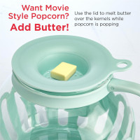 Ecolution Patented Micro-Pop Microwave Popcorn Popper with Temperature Safe Glass, 3-in-1 Lid Measures Kernels and Melts Butter, Made Without BPA, Dishwasher Safe, 3-Quart, Aqua 3-Quart Family Size Aqua