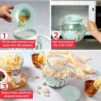 Ecolution Patented Micro-Pop Microwave Popcorn Popper with Temperature Safe Glass, 3-in-1 Lid Measures Kernels and Melts Butter, Made Without BPA, Dishwasher Safe, 3-Quart, Aqua 3-Quart Family Size Aqua