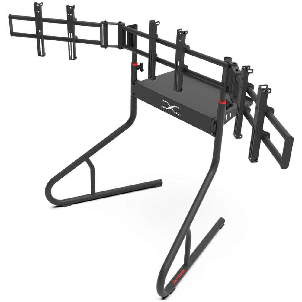 Extreme Sim Racing Triple Screen Tv Stand Add-on Upgrade With Back Tray - Fits almost all Sim Racing Rigs in the Market - Suitable for TV sizes up to 3 x 37