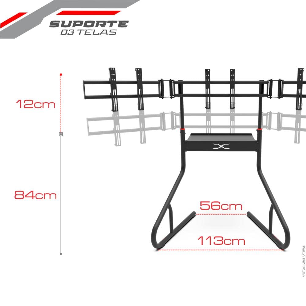 Extreme Sim Racing Triple Screen Tv Stand Add-on Upgrade With Back Tray - Fits almost all Sim Racing Rigs in the Market - Suitable for TV sizes up to 3 x 37
