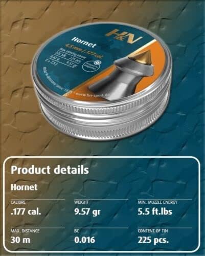 H&N Sport Hornet Pointed Airgun Pellets .177 - 2 Pack