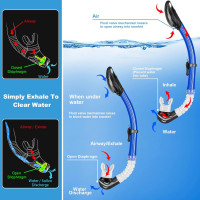 Snorkeling Gear for Adults Kids - Mask Fins Snorkel Set with Panoramic View Snorkel Mask Anti-Fog Anti-Leak, Dry Top Snorkel, Dive Flippers and Gear Bag, Snorkeling Diving Safety Gear Blue L Flipper