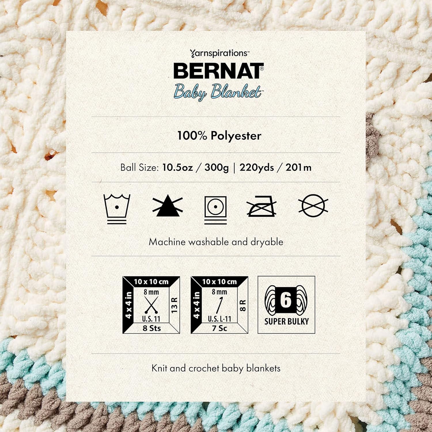 Bernat Baby Blanket Cloud Nine Yarn - 2 Pack of 300g/10.5oz - Polyester - 6 Super Bulky - 220 Yards - Knitting/Crochet CLOUD NINE 2 Pack