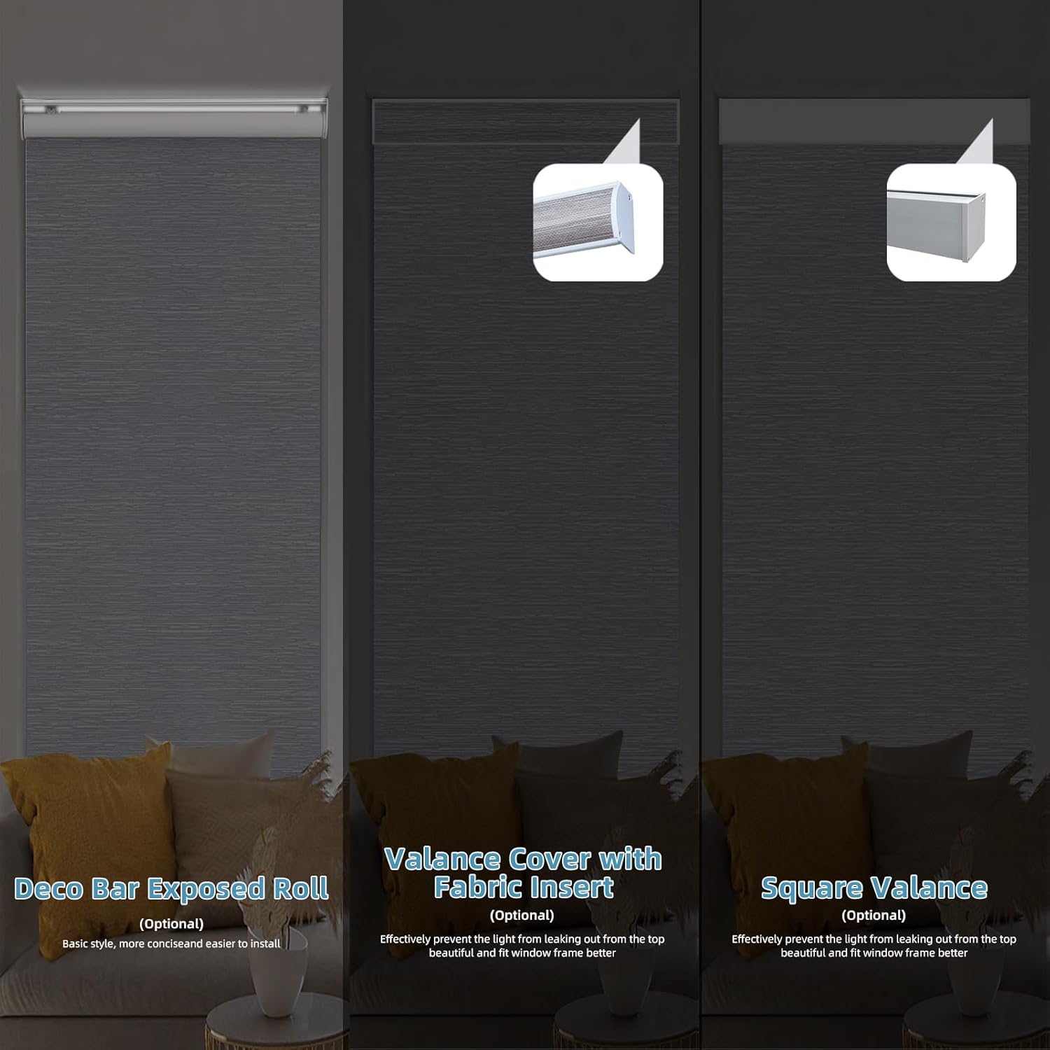 Motorized Roller Shade,100% Blackout Smart Window Blinds Work with Homekit, Alexa, Google Home,Remote,Electric Blinds with USB/Solar Pannel Charging,Classic Grey