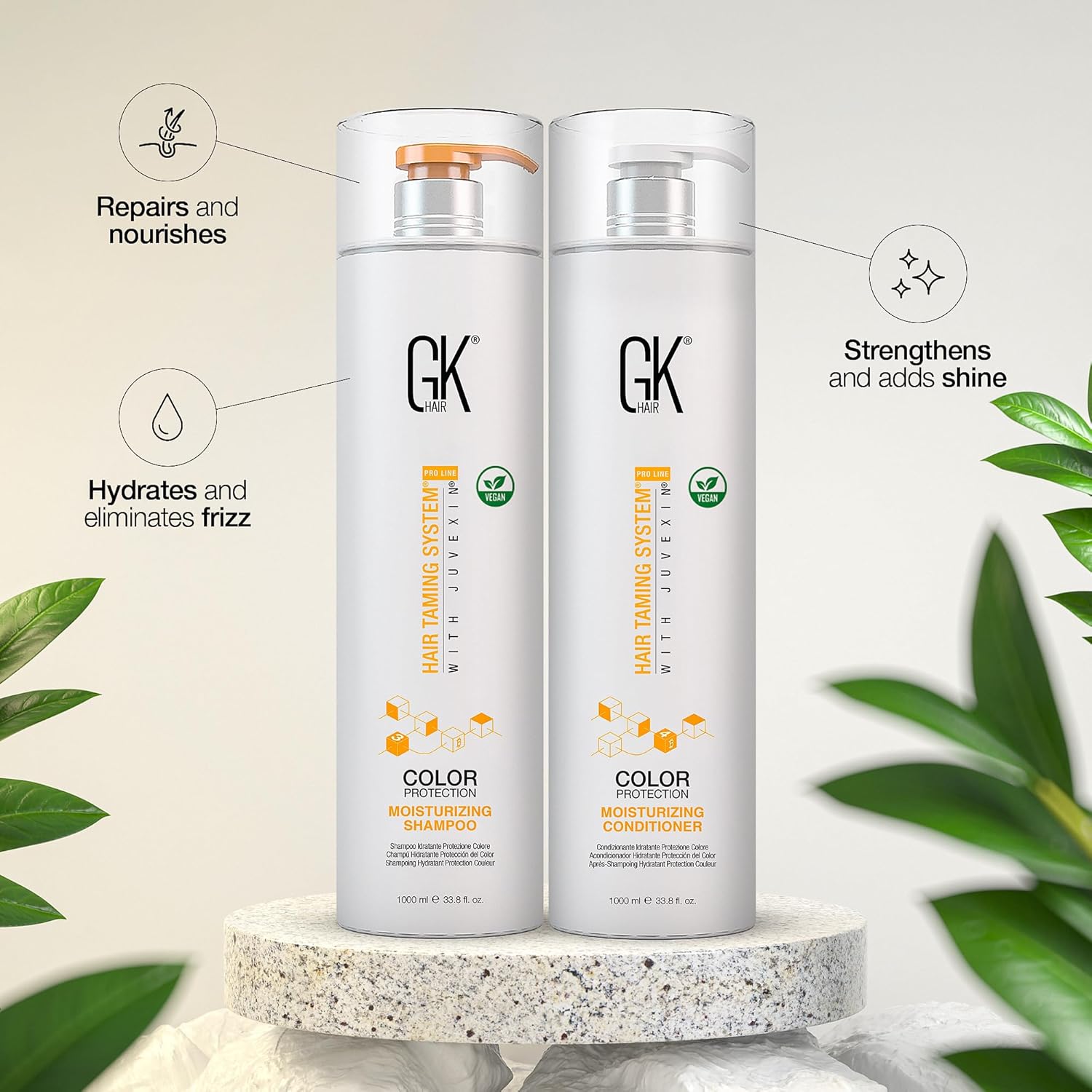 Moisturizing Shampoo and Conditioner Hydrate Set for Colored Treated Hair Keratin Treatment Cleansing Dry to Normal Sulfate Paraben Free All Hair Types for Men and Women By GK HAIR - (2 X 33.8 Oz) 33.8 Fl Oz