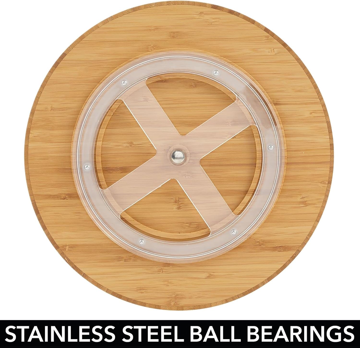 mDesign Lazy Susan Turntable Bamboo Spinner for Kitchen Cabinet, Pantry, Fridge, Cupboards, or Counter, Fully Rotating Organizer for Food, Spices, or Condiments, 11.5