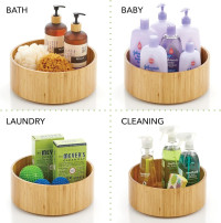 mDesign Lazy Susan Turntable Bamboo Spinner for Kitchen Cabinet, Pantry, Fridge, Cupboards, or Counter, Fully Rotating Organizer for Food, Spices, or Condiments, 11.5