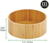 mDesign Lazy Susan Turntable Bamboo Spinner for Kitchen Cabinet, Pantry, Fridge, Cupboards, or Counter, Fully Rotating Organizer for Food, Spices, or Condiments, 11.5