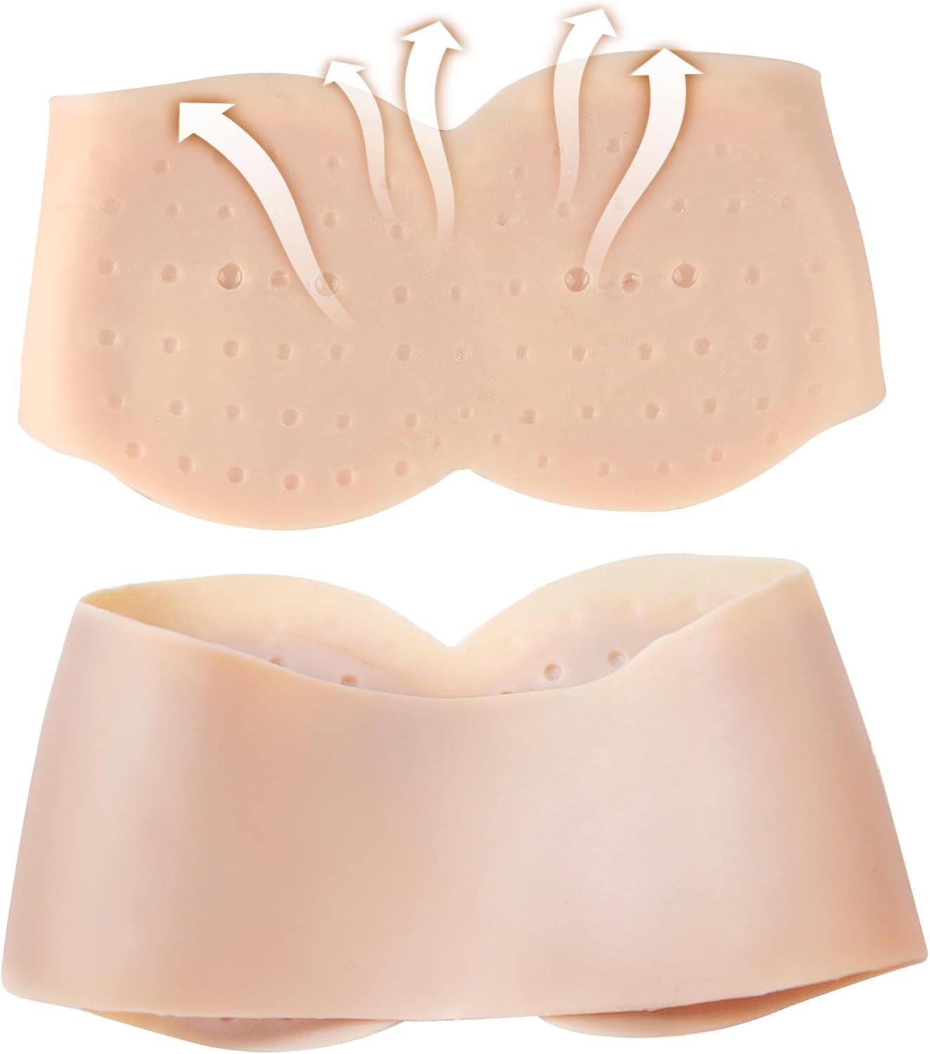Strapless Silicone Breastplate Drag Queen Breast Plates Crossdresser Silicone Filled Fake Boobs Breasts Forms for Cosplay(Ivory white, D Cup L Size)