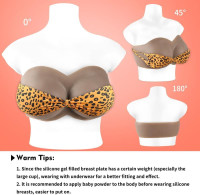 Strapless Silicone Breastplate Drag Queen Breast Plates Crossdresser Silicone Filled Fake Boobs Breasts Forms for Cosplay(Ivory white, D Cup L Size)