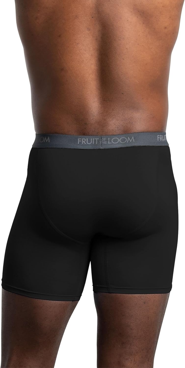 Fruit of the Loom Men's Micro Stretch Boxer Briefs, Designed to Move with You, Lightweight & Moisture Wicking Medium 5 Pack - Black