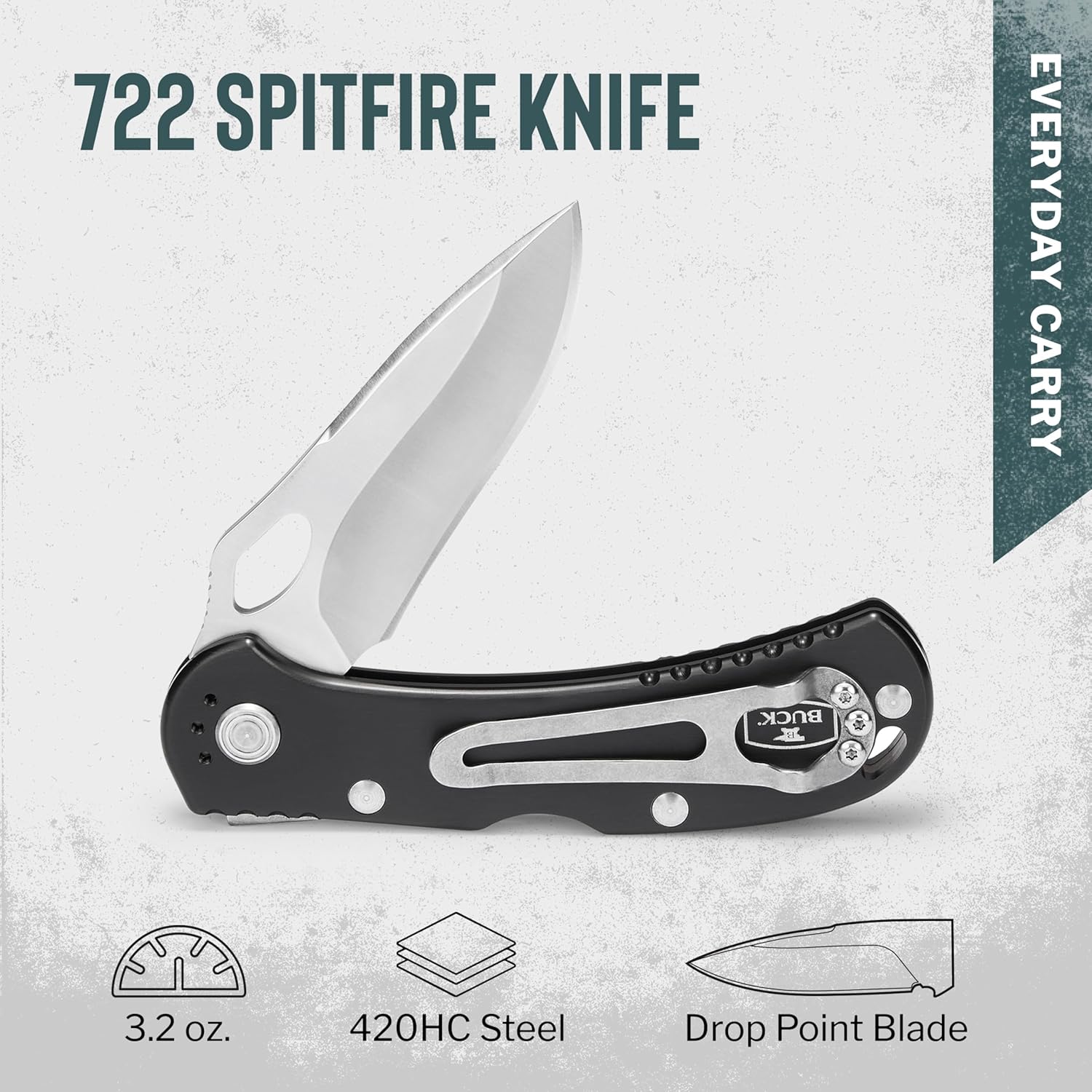 Buck Knives 0722 Spitfire Folding Knife Black