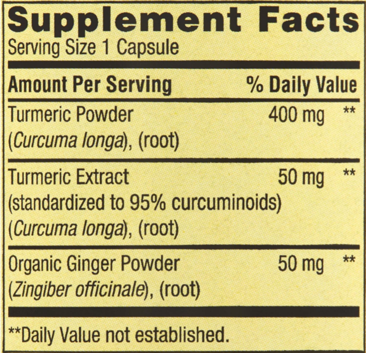 Spring Valley Turmeric Curcumin 500mg with Ginger Powder, General Wellness, 180 Capsules (Pack of 2)