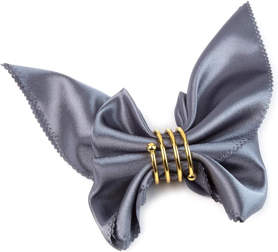 6Pcs Gold Napkin Rings Round Napkin Ring Set of 6 Napkin Holders for Cloth Napkins for Wedding, Thanksgiving, Fall Party, Valentines Day, Easter Table Decor. Ring-gold