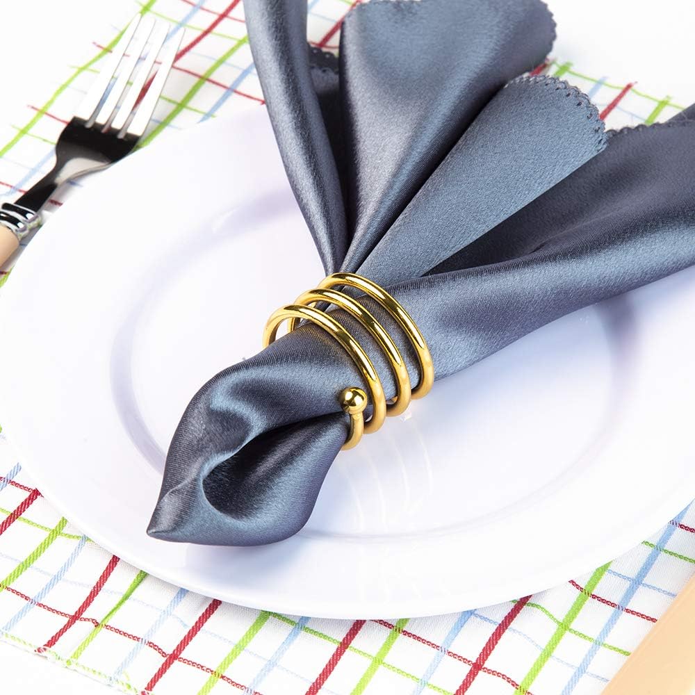 6Pcs Gold Napkin Rings Round Napkin Ring Set of 6 Napkin Holders for Cloth Napkins for Wedding, Thanksgiving, Fall Party, Valentines Day, Easter Table Decor. Ring-gold