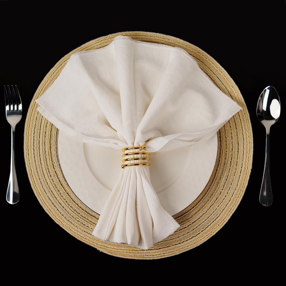 6Pcs Gold Napkin Rings Round Napkin Ring Set of 6 Napkin Holders for Cloth Napkins for Wedding, Thanksgiving, Fall Party, Valentines Day, Easter Table Decor. Ring-gold