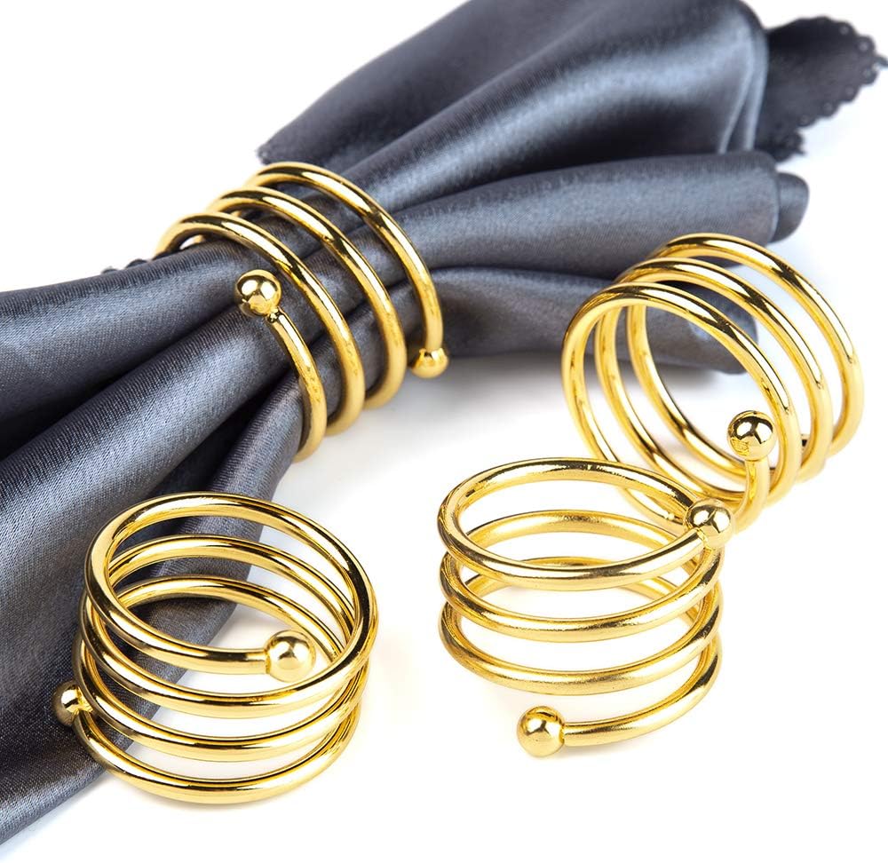 6Pcs Gold Napkin Rings Round Napkin Ring Set of 6 Napkin Holders for Cloth Napkins for Wedding, Thanksgiving, Fall Party, Valentines Day, Easter Table Decor. Ring-gold