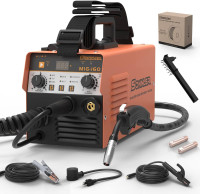160A MIG Welder, 3 in1 Flux Core MIG/Stick/Lift TIG welding machine, 110/220V Gasless Portable IGBT Inverter Welder with Synergy, Equipment with Welding Gun And 2lb Welding Wire