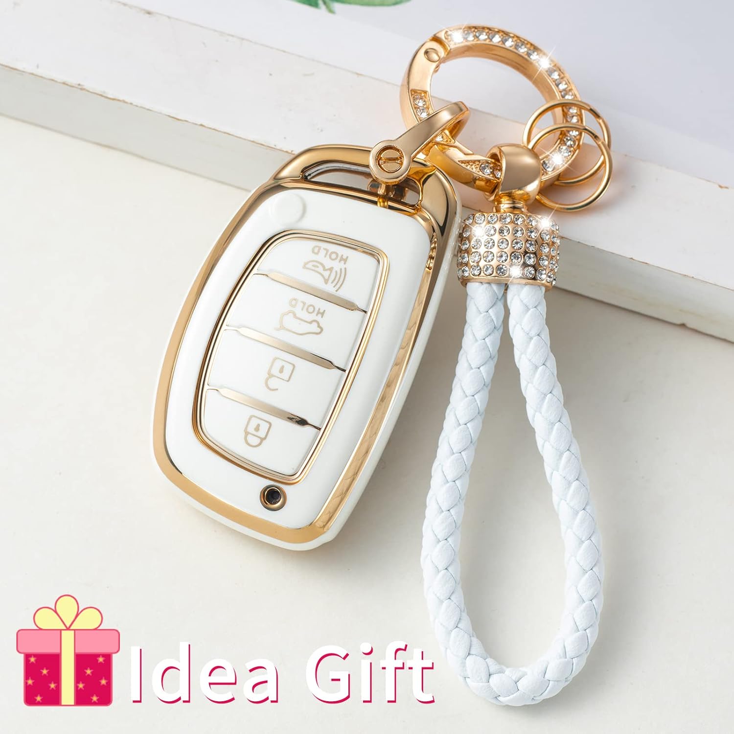 Gematay for Hyundai Key Fob Cover with Keychain Lanyard, Key Fob Protector Shell Compatible with Elantra Ioniq Sonata Tucson Elantra GT Keyless Entry Smart Key Case For Hyundai C 4button