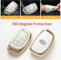 Gematay for Hyundai Key Fob Cover with Keychain Lanyard, Key Fob Protector Shell Compatible with Elantra Ioniq Sonata Tucson Elantra GT Keyless Entry Smart Key Case For Hyundai C 4button